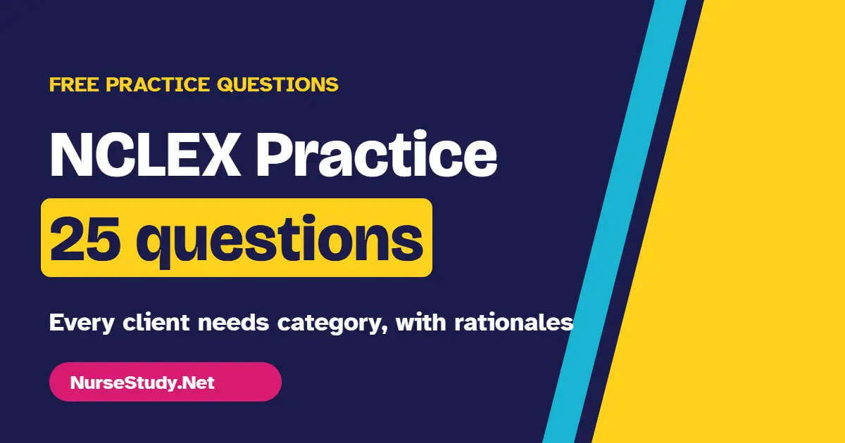 Free NCLEX practice questions, 25 questions